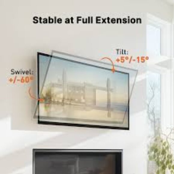 PERLESMITH Full Motion TV Wall Mount for 37-82 inch Flat Screen TVs up to 132 lb - Picture 3 of 5